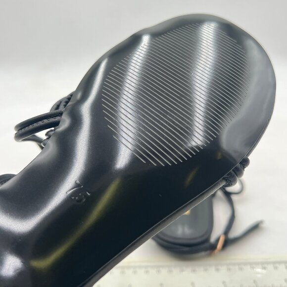 miss left Black Beaded Flat Sandals for Women Ankle Strap Open Toe Slide Sandals - Picture 6 of 8